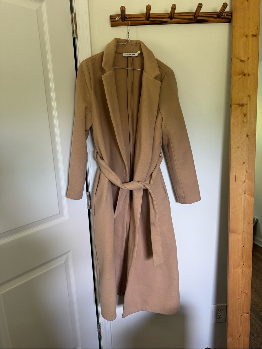 JustFab Camel Tie-Waist Trench Coat